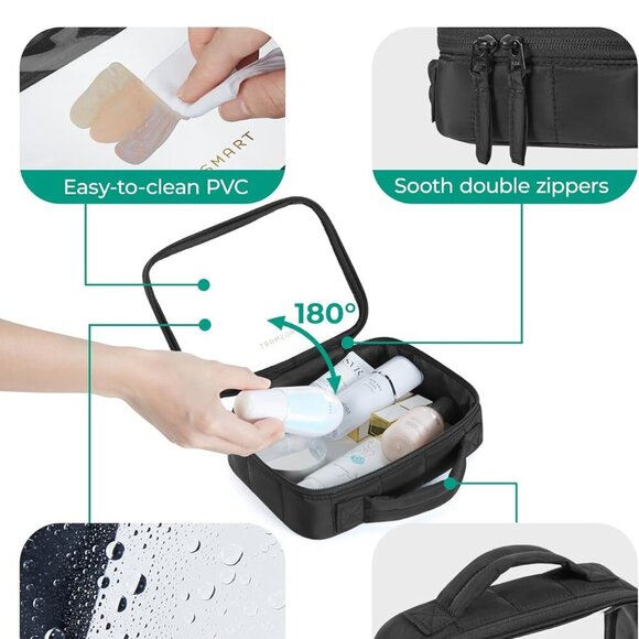 Clear TSA-Approved Toiletry Bag, Puffy Edges Travel Makeup Bag, Large Opening wi - Picture 4 of 6